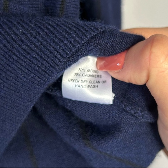 Svilu Striped Navy Sweater Wool Cashmere Blend Size XS Extra Small Crewneck - Picture 5 of 5